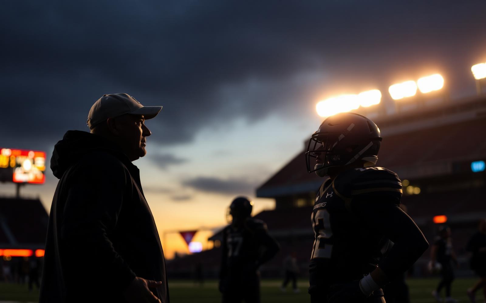 Coach and athlete on the sideline